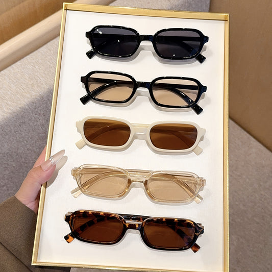 5 adet Moda Küçük Çerçeve Oval Çerçeve Gözlük Seti Minimalist Çerçeve Çok Renkli Moda Gözlükler Günlük Rahat Giyim İçin Mükemmel