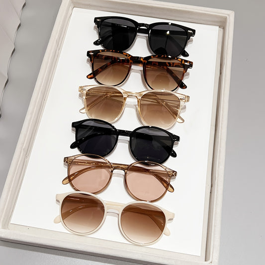 Style8co 6 adet Kadın Oval Çerçeve Çok Renkli Klasik Renk Serisi Trendy Minimalist Foto Parti Gözlüğü