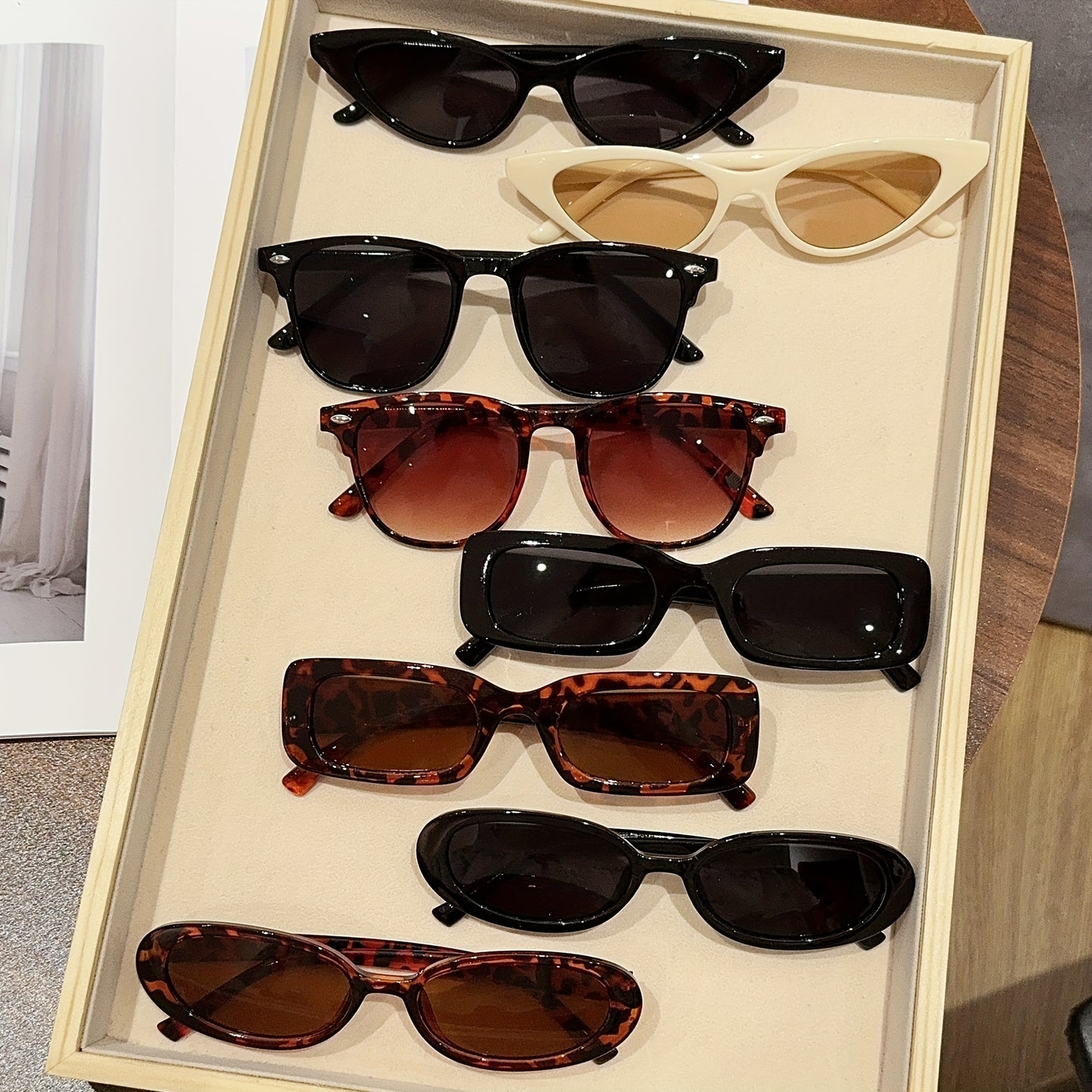 Style8co 8 adet Moda Karışık Çerçeve Gözlük Seti Dayanıklı PC Malzeme Unisex Günlük Hayat Moda Aksesuarları için Mükemmel