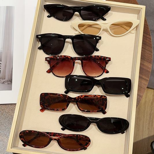 Style8co 8 adet Moda Karışık Çerçeve Gözlük Seti Dayanıklı PC Malzeme Unisex Günlük Hayat Moda Aksesuarları için Mükemmel