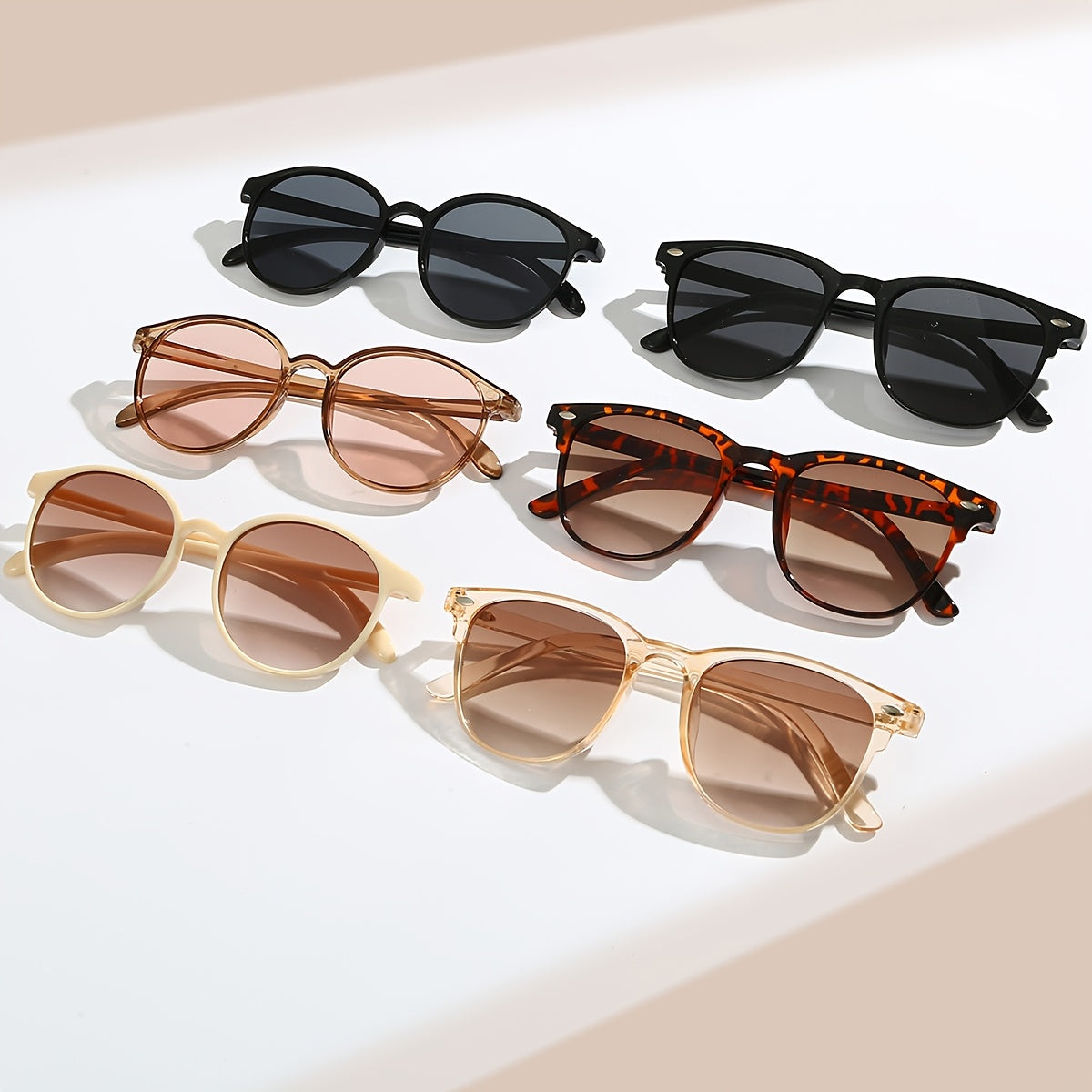 Style8co 6 adet Kadın Oval Çerçeve Çok Renkli Klasik Renk Serisi Trendy Minimalist Foto Parti Gözlüğü