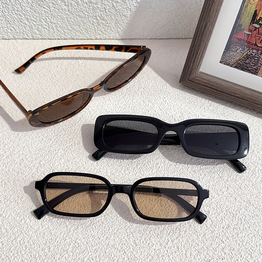 Style8co 3 Adet Moda Oval/Kare Çerçeve Joker Günlük Kullanım İçin Klasik Dekoratif Erkek ve Kadın Gözlüğü