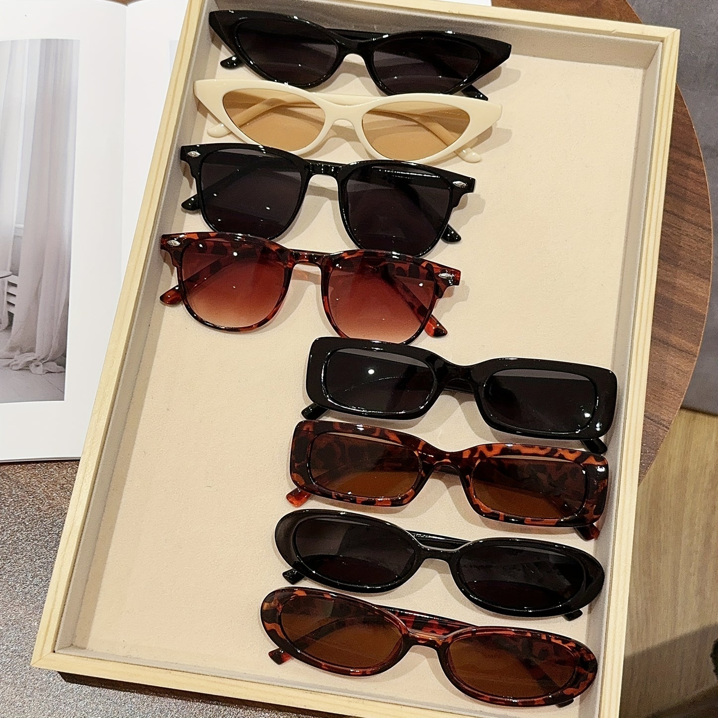 Style8co 8 adet Moda Karışık Çerçeve Gözlük Seti Dayanıklı PC Malzeme Unisex Günlük Hayat Moda Aksesuarları için Mükemmel