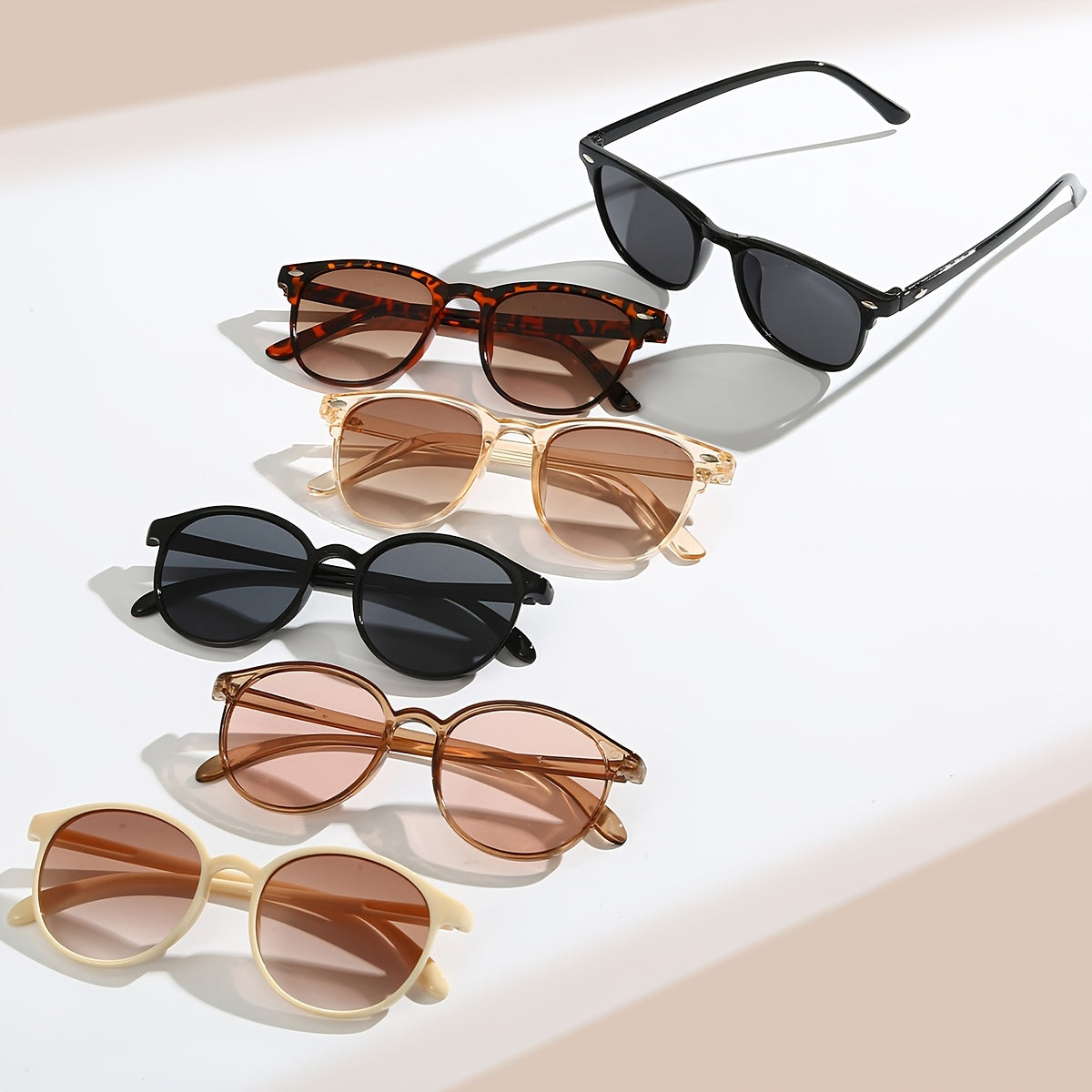 Style8co 6 adet Kadın Oval Çerçeve Çok Renkli Klasik Renk Serisi Trendy Minimalist Foto Parti Gözlüğü
