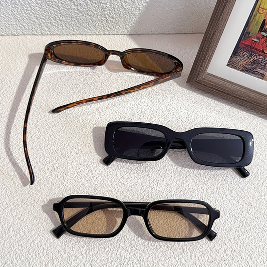 Style8co 3 Adet Moda Oval/Kare Çerçeve Joker Günlük Kullanım İçin Klasik Dekoratif Erkek ve Kadın Gözlüğü