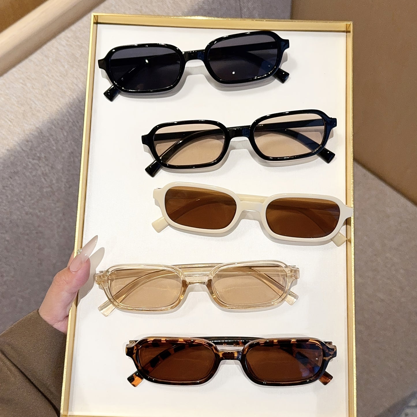 5 adet Moda Küçük Çerçeve Oval Çerçeve Gözlük Seti Minimalist Çerçeve Çok Renkli Moda Gözlükler Günlük Rahat Giyim İçin Mükemmel