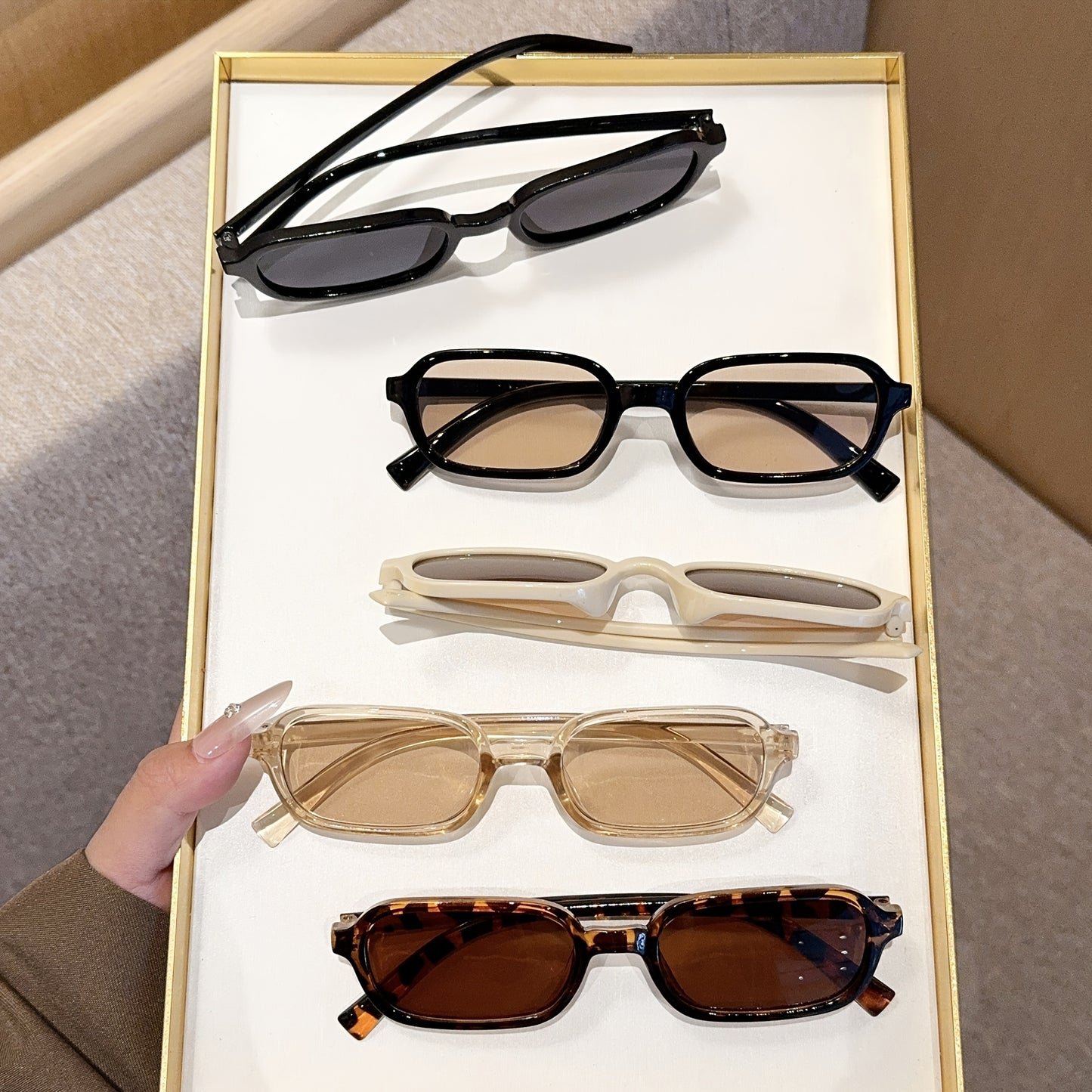 5 adet Moda Küçük Çerçeve Oval Çerçeve Gözlük Seti Minimalist Çerçeve Çok Renkli Moda Gözlükler Günlük Rahat Giyim İçin Mükemmel