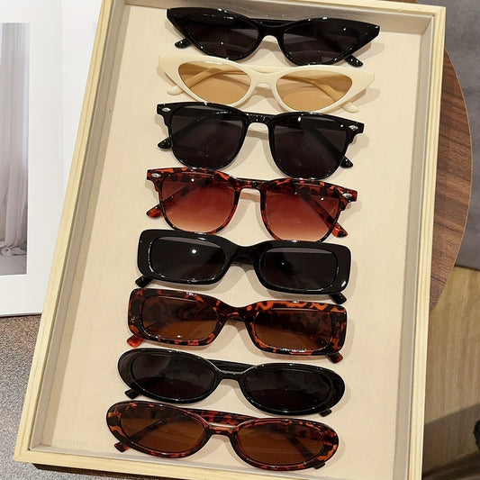 Style8co 8 adet Moda Karışık Çerçeve Gözlük Seti Dayanıklı PC Malzeme Unisex Günlük Hayat Moda Aksesuarları için Mükemmel